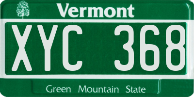 VT license plate XYC368