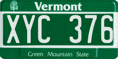 VT license plate XYC376