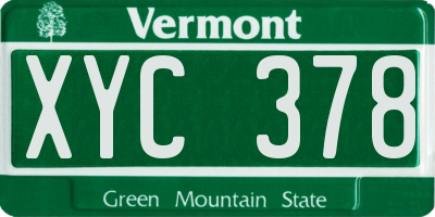 VT license plate XYC378