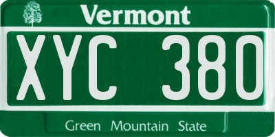 VT license plate XYC380