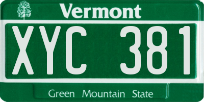 VT license plate XYC381