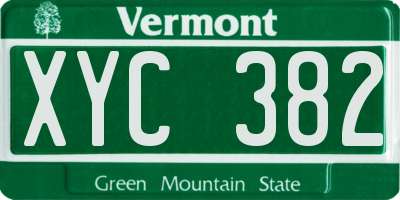 VT license plate XYC382