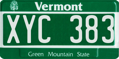 VT license plate XYC383