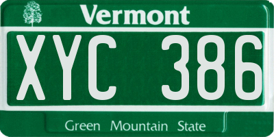 VT license plate XYC386