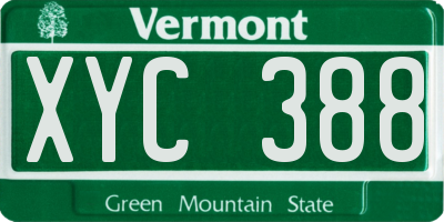 VT license plate XYC388