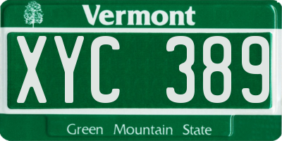 VT license plate XYC389