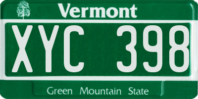 VT license plate XYC398