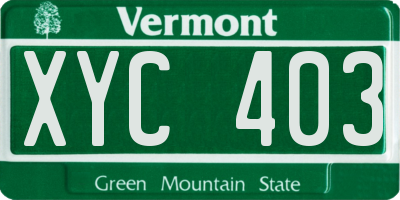 VT license plate XYC403