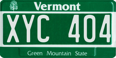VT license plate XYC404
