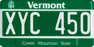 VT license plate XYC450