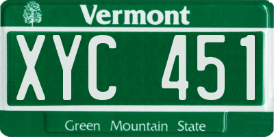 VT license plate XYC451