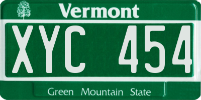 VT license plate XYC454
