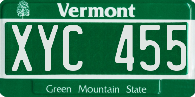 VT license plate XYC455