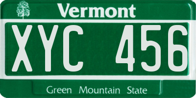 VT license plate XYC456