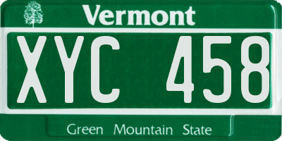 VT license plate XYC458