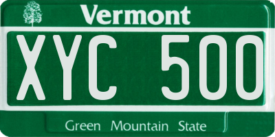 VT license plate XYC500