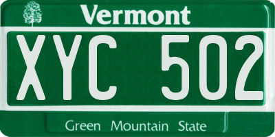 VT license plate XYC502
