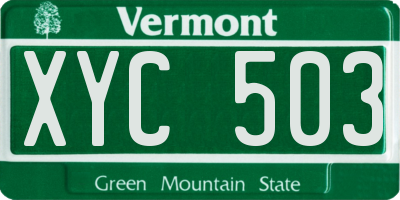 VT license plate XYC503