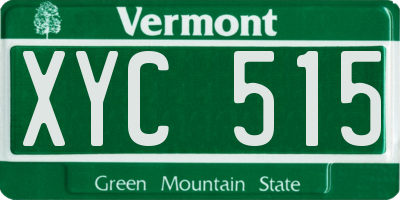 VT license plate XYC515