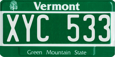 VT license plate XYC533