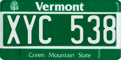 VT license plate XYC538