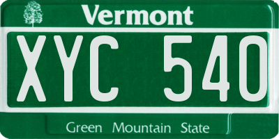 VT license plate XYC540