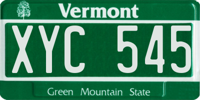 VT license plate XYC545