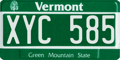 VT license plate XYC585