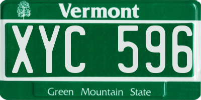 VT license plate XYC596