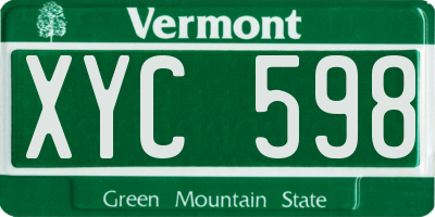 VT license plate XYC598