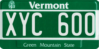 VT license plate XYC600