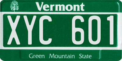 VT license plate XYC601