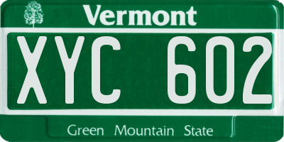 VT license plate XYC602