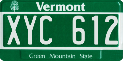 VT license plate XYC612