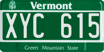 VT license plate XYC615