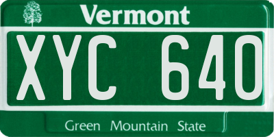 VT license plate XYC640