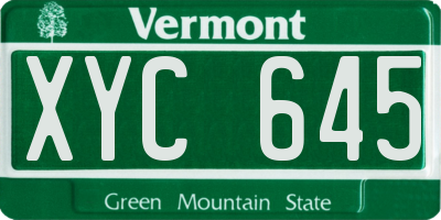 VT license plate XYC645