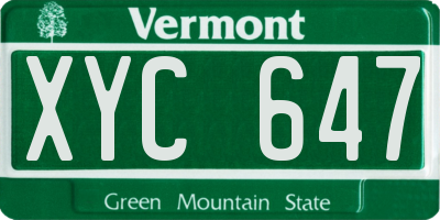 VT license plate XYC647