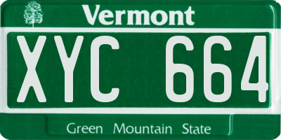 VT license plate XYC664