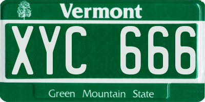 VT license plate XYC666