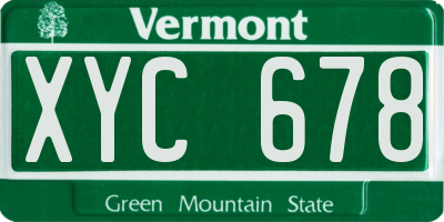 VT license plate XYC678