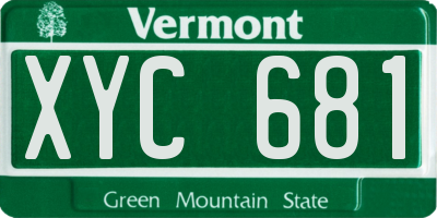 VT license plate XYC681