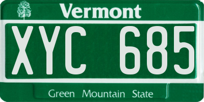 VT license plate XYC685