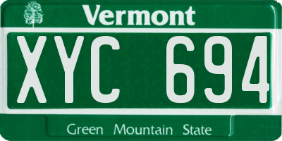 VT license plate XYC694