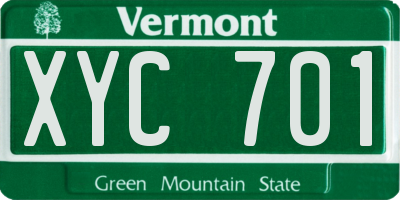 VT license plate XYC701