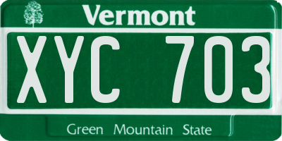 VT license plate XYC703