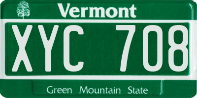 VT license plate XYC708