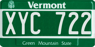 VT license plate XYC722