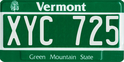 VT license plate XYC725