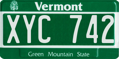 VT license plate XYC742